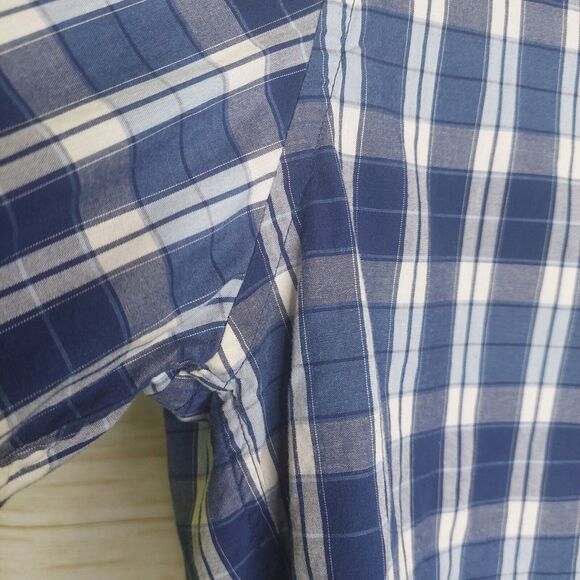 J. CREW Men's Cotton Shirt Blue/White Plaid Button Up Size XL - Picture 4 of 6